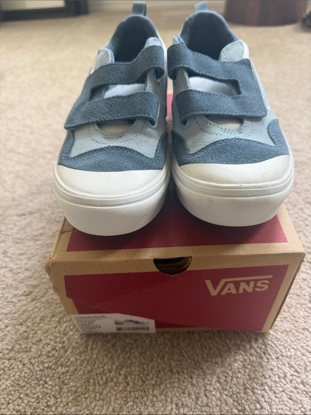 Vans Kids Hook-and-Loop Sneakers in Light Blue and Gray